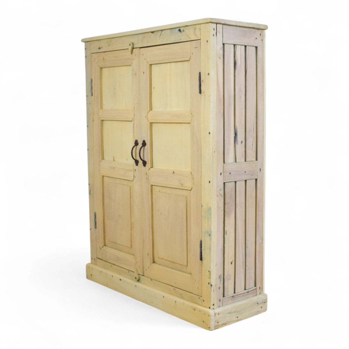 Vintage Rustic Bleached Wood Housekeepers Cupboard Cabinet Storage