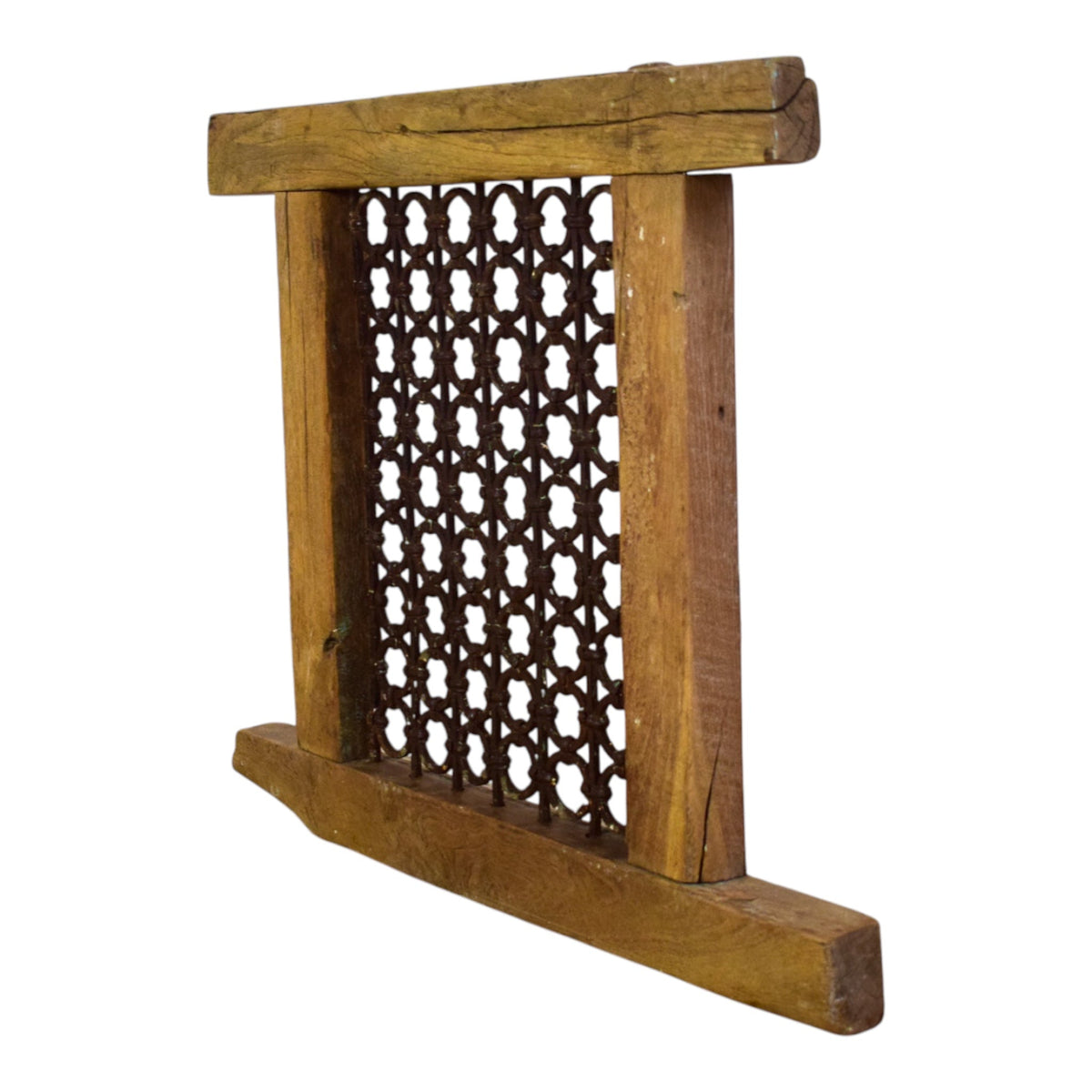 Vintage Wooden Iron Metal Indian Jali Window Frame