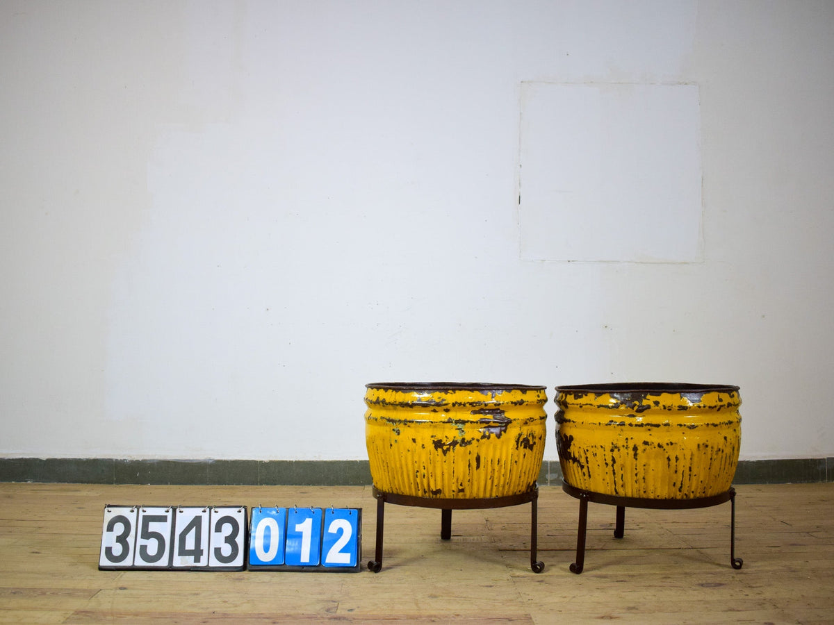 Pair of Vintage Dolly Tub Planets on Iron Stands