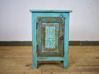 Vintage Reclaimed Carved Wood Pair of Bed Side Cabinet Cupboard
