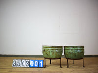 Pair of Vintage Dolly Tub Planets on Iron Stands