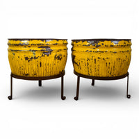 Pair of Vintage Dolly Tub Planets on Iron Stands
