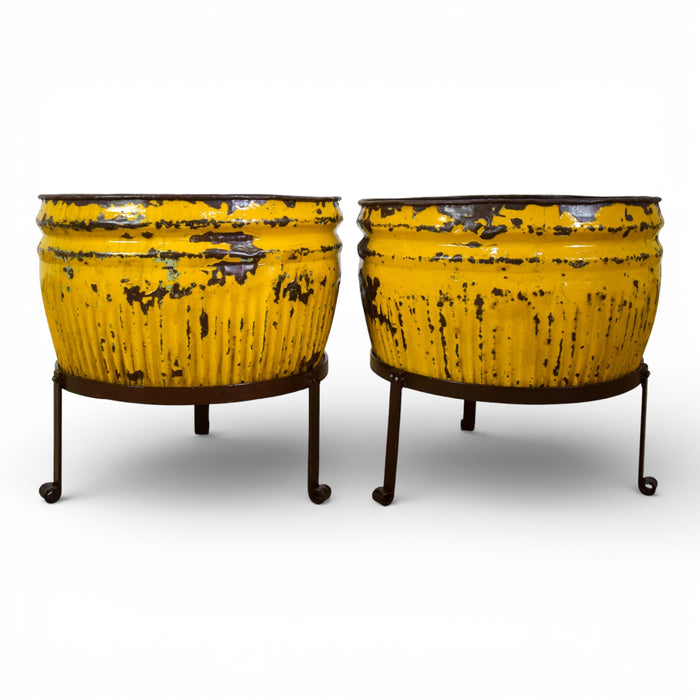 Pair of Vintage Dolly Tub Planets on Iron Stands