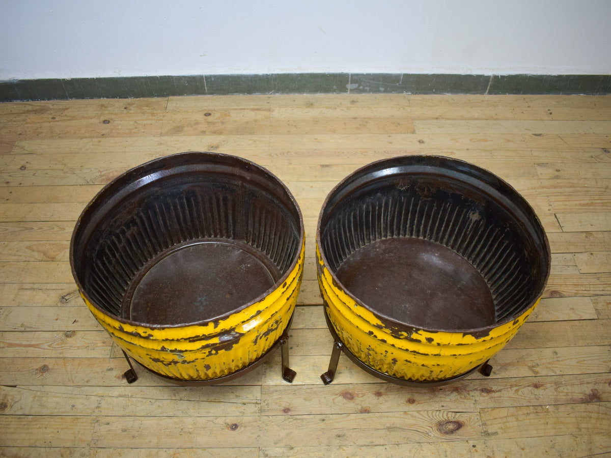 Pair of Vintage Dolly Tub Planets on Iron Stands