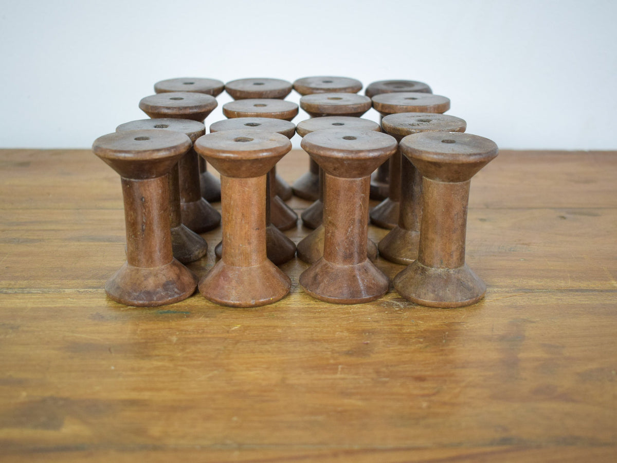 Set of 10 Vintage Wooden Bobbins Bobbin Reels