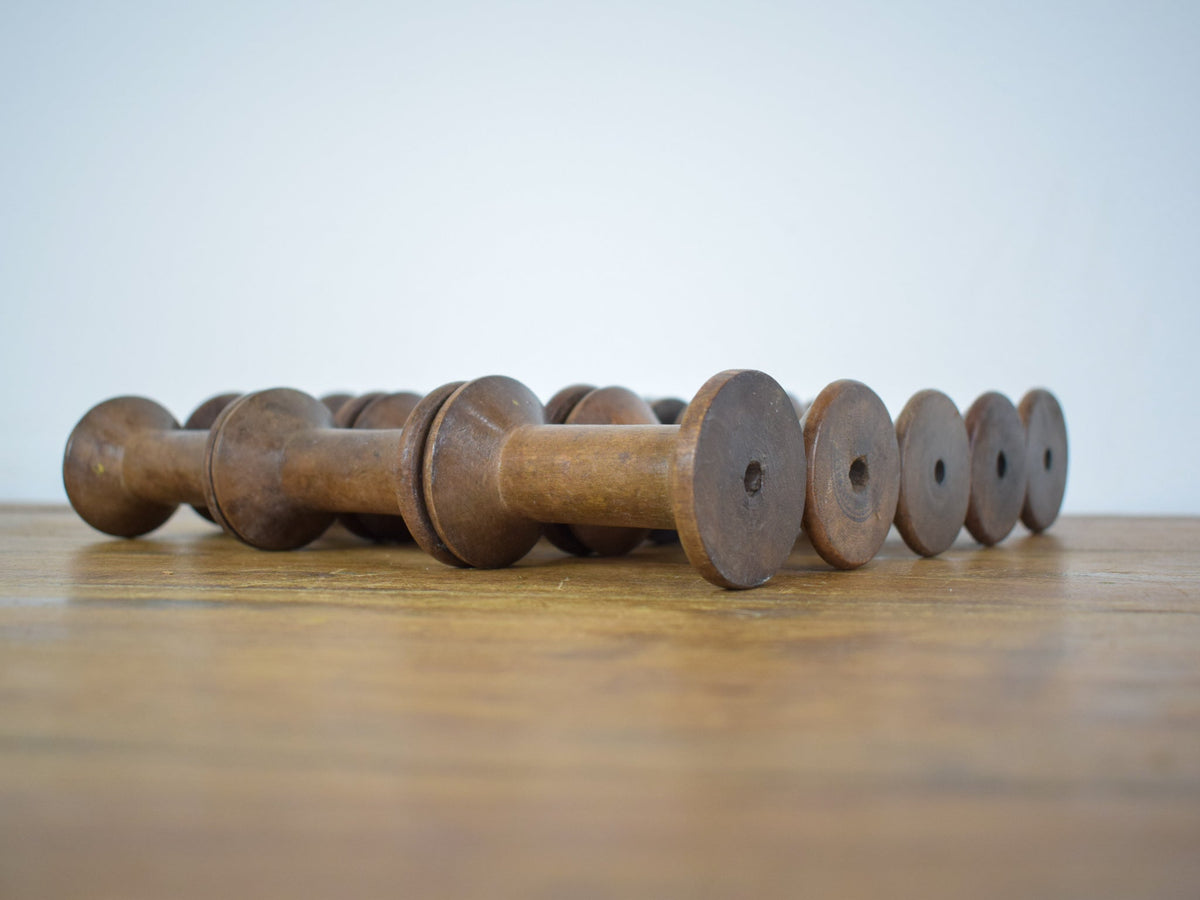 Set of 10 Vintage Wooden Bobbins Bobbin Reels
