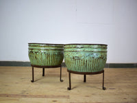 Pair of Vintage Dolly Tub Planets on Iron Stands