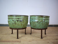 Pair of Vintage Dolly Tub Planets on Iron Stands