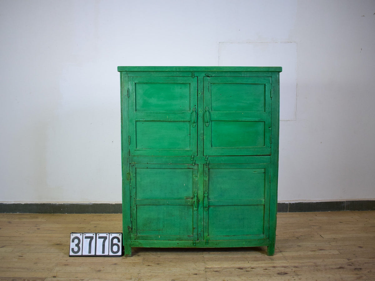 Vintage Worn Painted Rustic Cupboard Cabinet