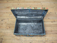 Vintage Indian Hand Painted Metal Travel Trunk Chest