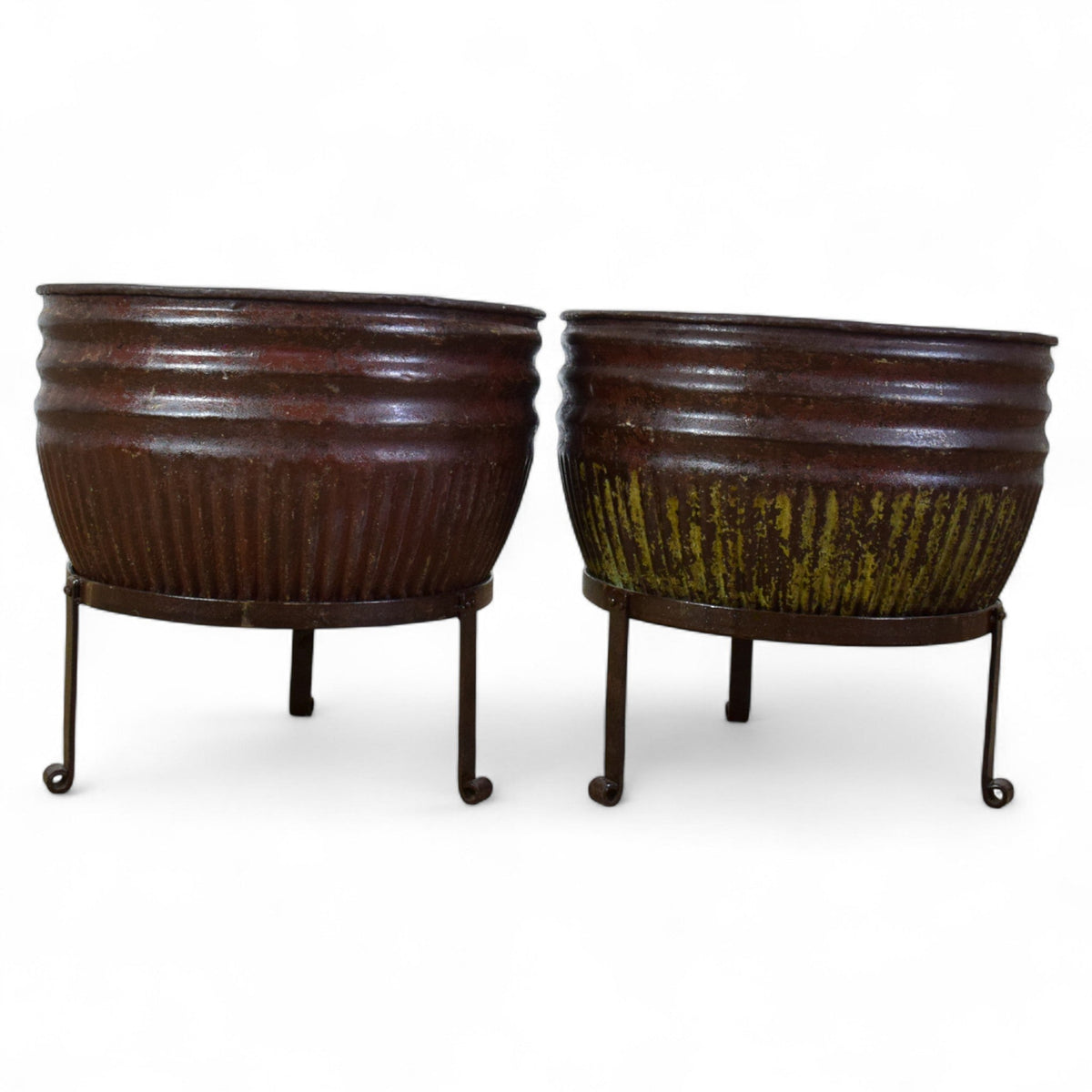 Pair of Vintage Dolly Tub Planets on Iron Stands