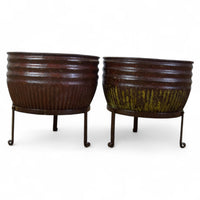 Pair of Vintage Dolly Tub Planets on Iron Stands