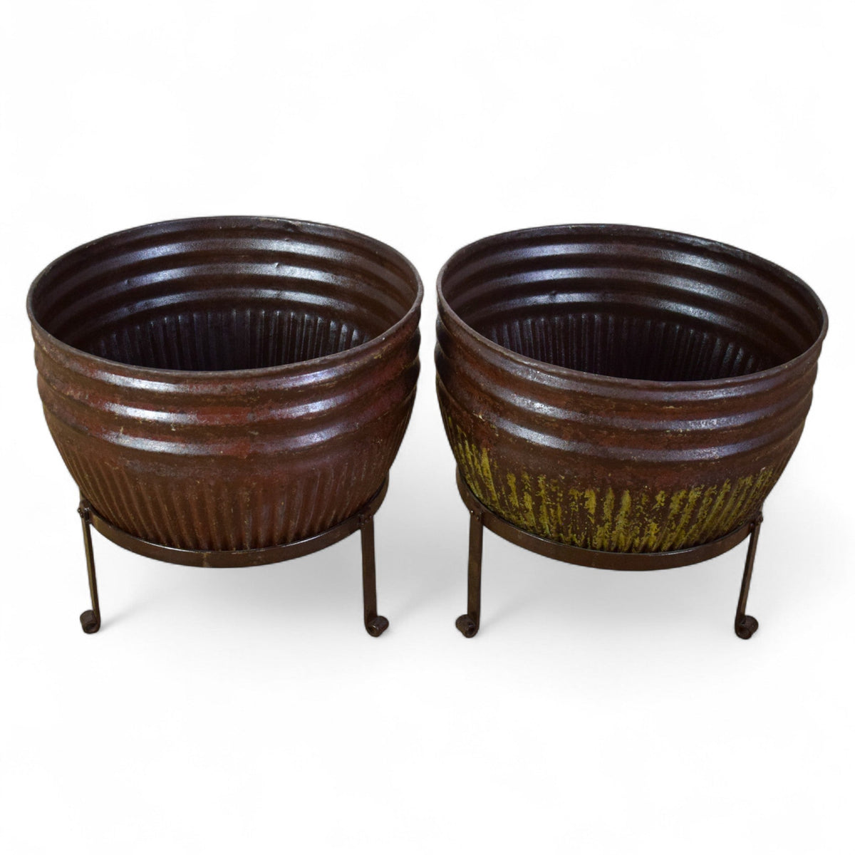 Pair of Vintage Dolly Tub Planets on Iron Stands