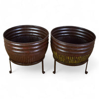 Pair of Vintage Dolly Tub Planets on Iron Stands