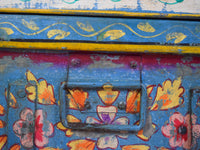 Vintage Indian Hand Painted Metal Travel Trunk Chest