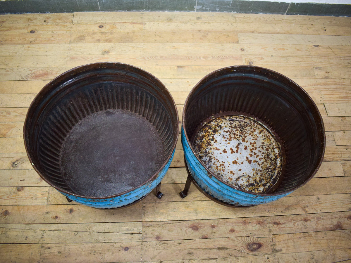 Pair of Vintage Dolly Tub Planets on Iron Stands