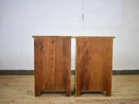 Vintage Reclaimed Carved Wood Pair of Bed Side Cabinet Cupboard