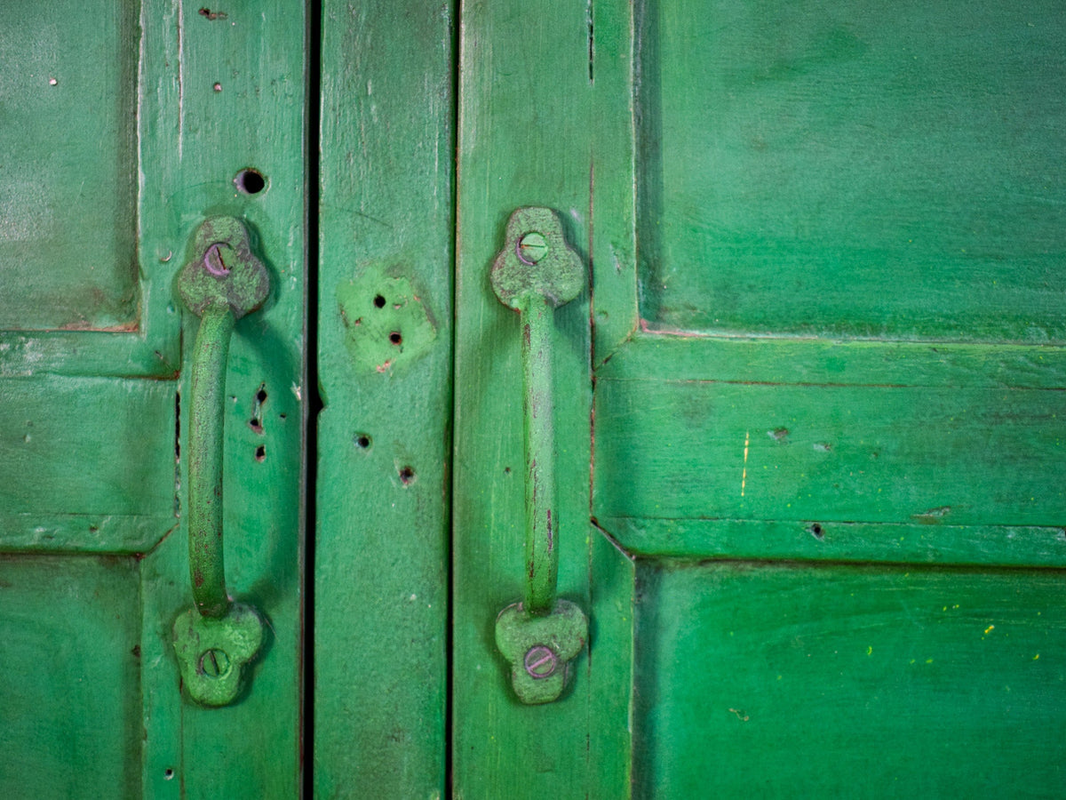 Vintage Worn Painted Rustic Cupboard Cabinet