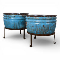 Pair of Vintage Dolly Tub Planets on Iron Stands