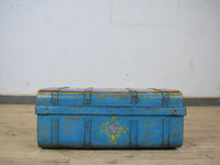 Vintage Indian Hand Painted Metal Travel Trunk Chest