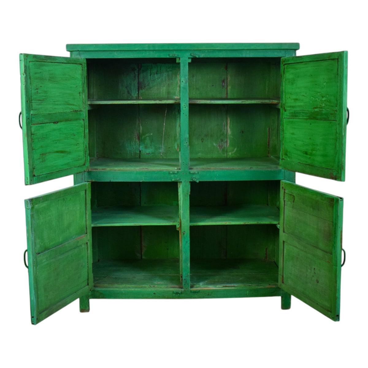 Vintage Worn Painted Rustic Cupboard Cabinet