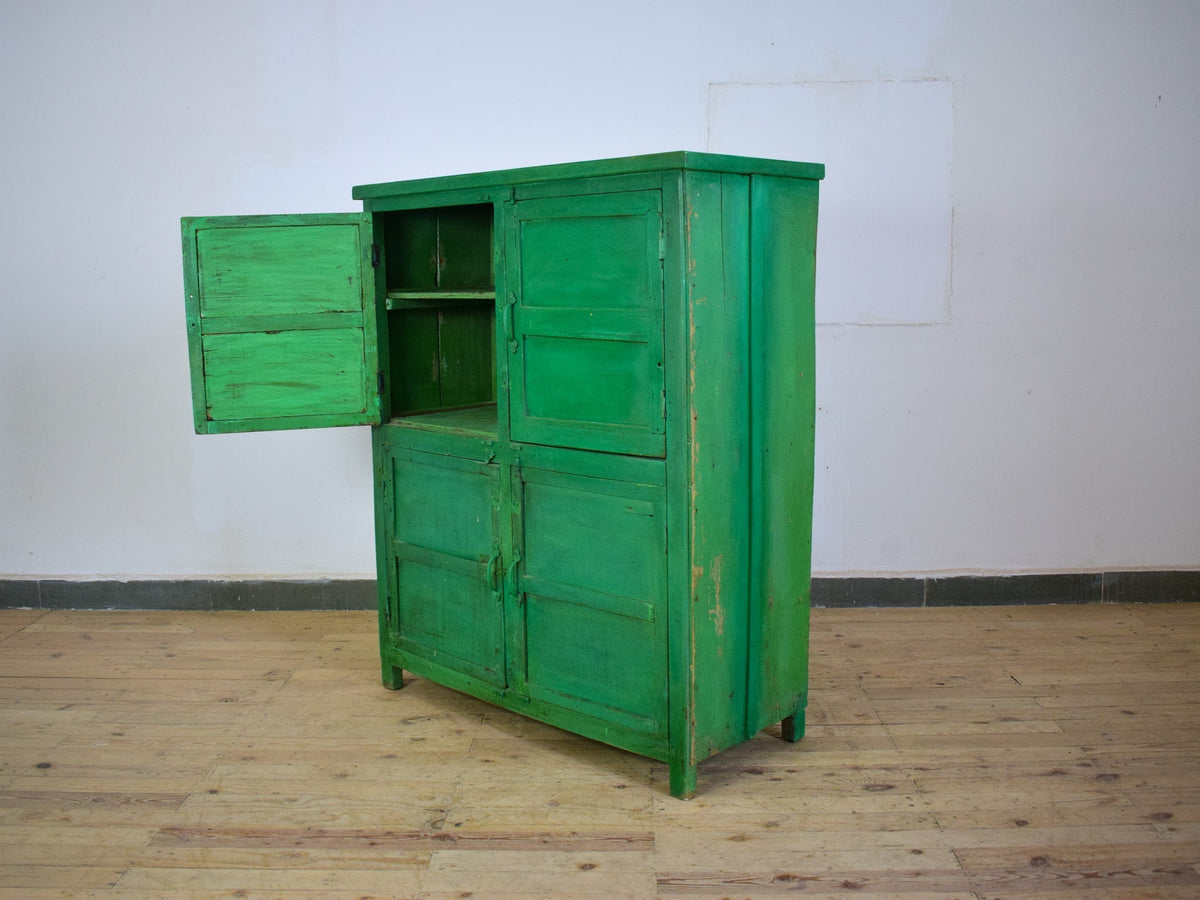 Vintage Worn Painted Rustic Cupboard Cabinet