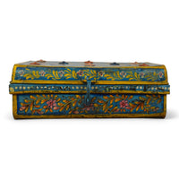 Vintage Indian Hand Painted Metal Travel Trunk Chest