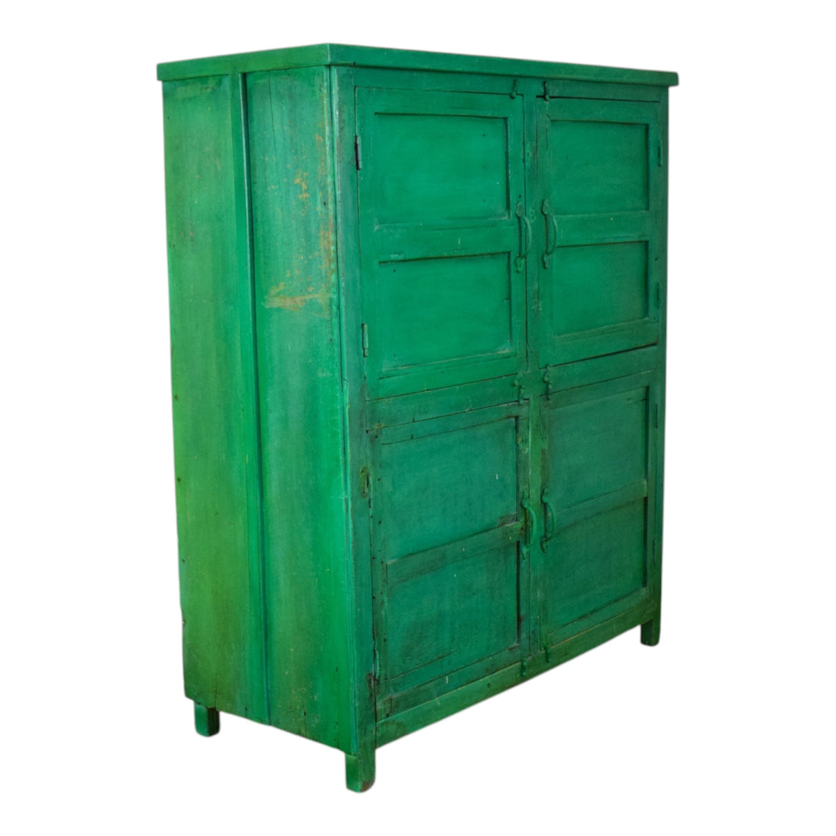 Vintage Worn Painted Rustic Cupboard Cabinet