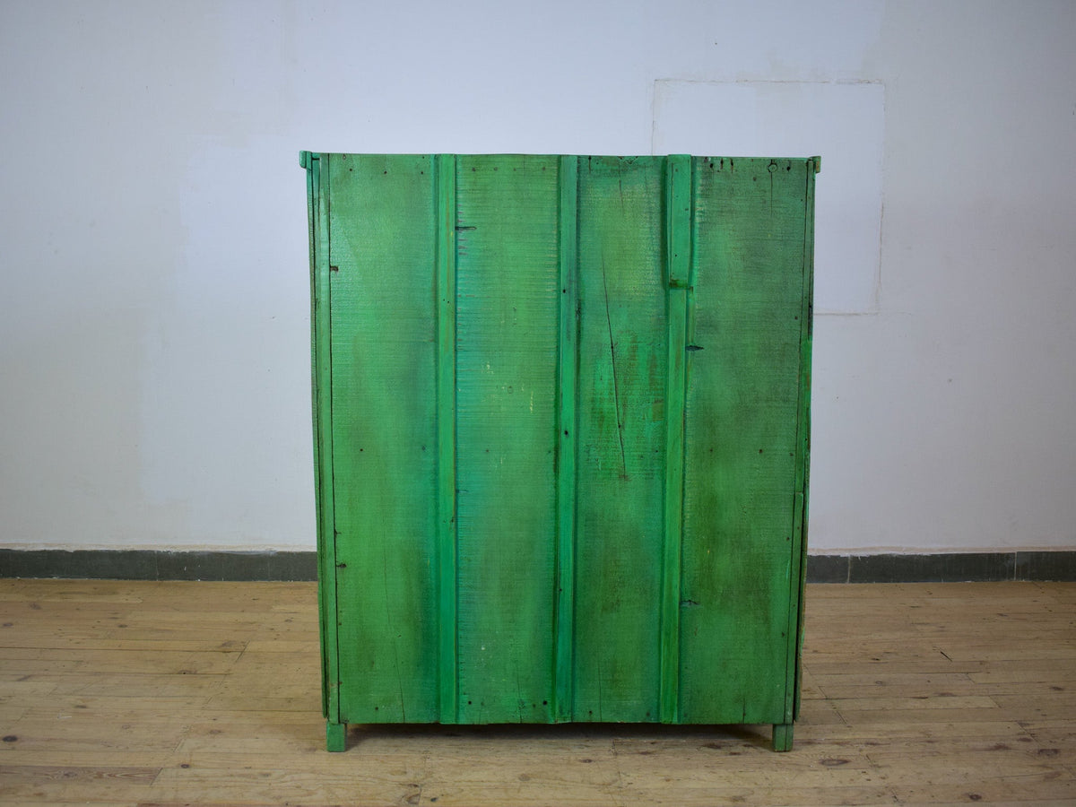 Vintage Worn Painted Rustic Cupboard Cabinet