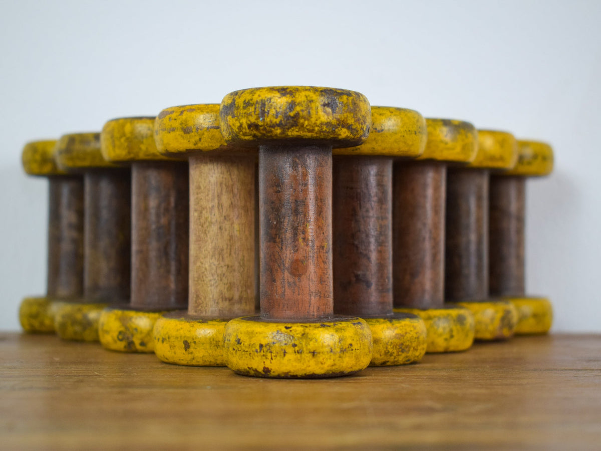 Set of 10 Vintage Wooden Bobbins Bobbin Reels