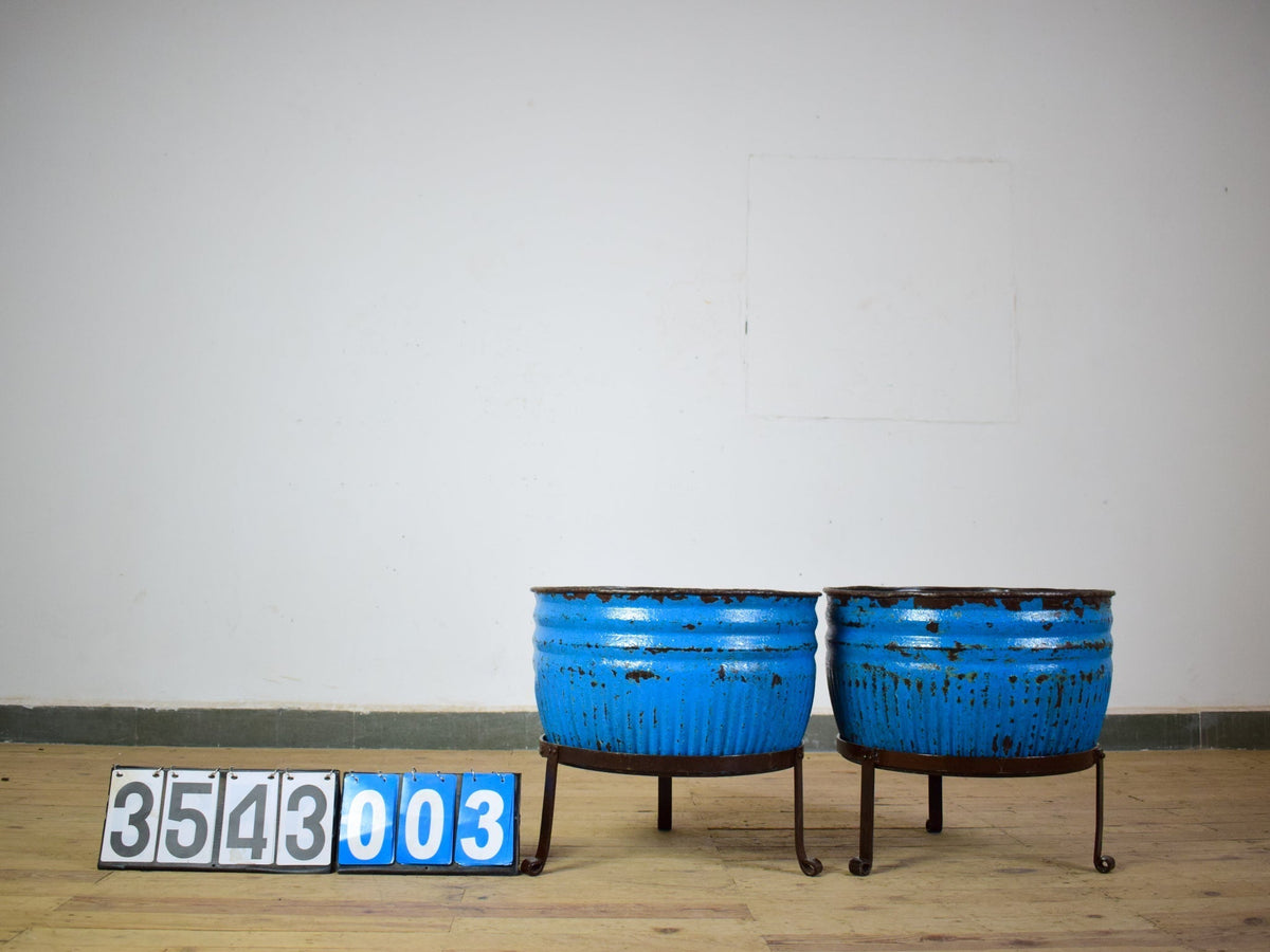 Pair of Vintage Dolly Tub Planets on Iron Stands