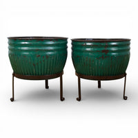 Pair of Vintage Dolly Tub Planets on Iron Stands