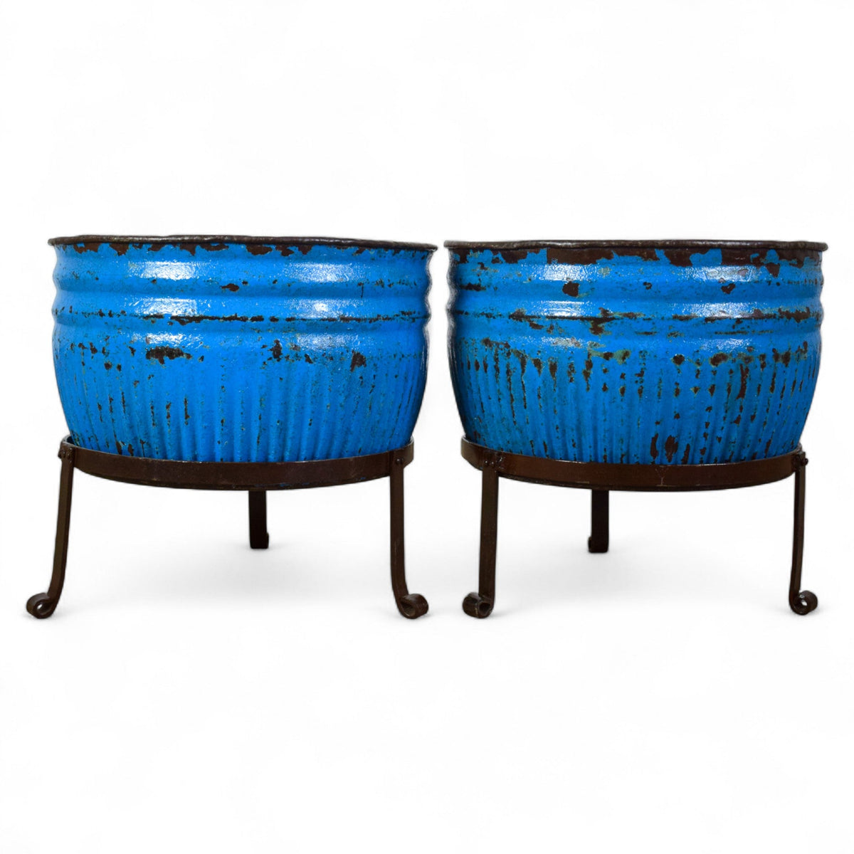Pair of Vintage Dolly Tub Planets on Iron Stands