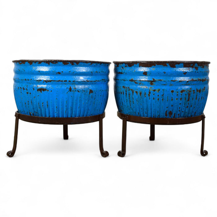 Pair of Vintage Dolly Tub Planets on Iron Stands