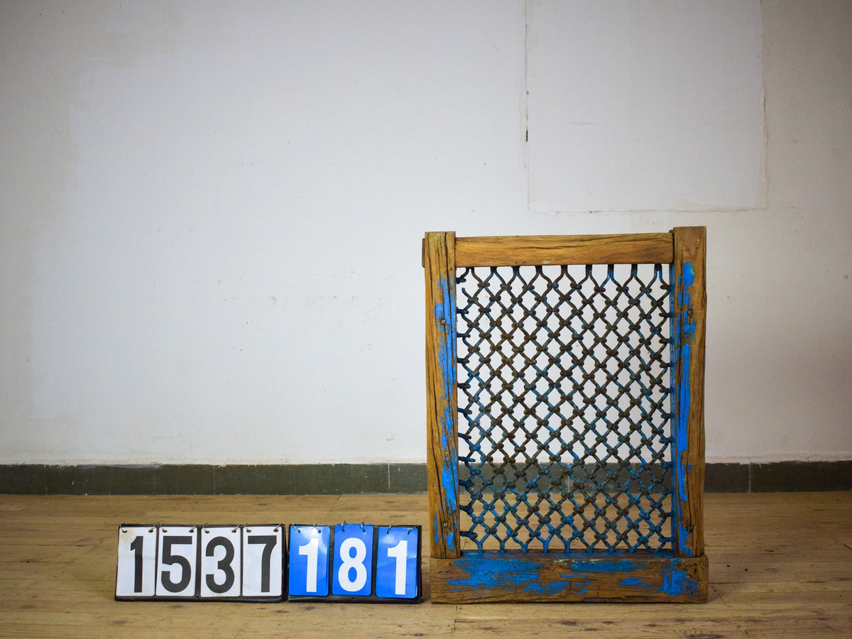 Vintage Wooden Iron Metal Indian Jali Window Frame