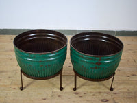 Pair of Vintage Dolly Tub Planets on Iron Stands