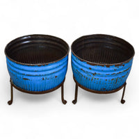 Pair of Vintage Dolly Tub Planets on Iron Stands