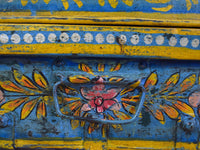 Vintage Indian Hand Painted Metal Travel Trunk Chest