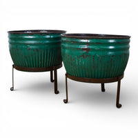 Pair of Vintage Dolly Tub Planets on Iron Stands