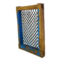 Vintage Wooden Iron Metal Indian Jali Window Frame