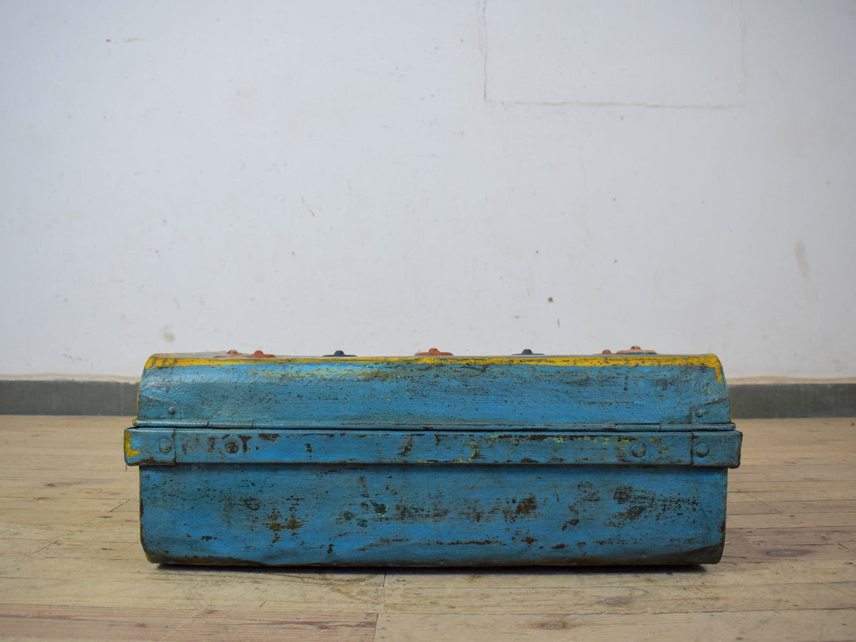Vintage Indian Hand Painted Metal Travel Trunk Chest