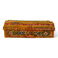 Vintage Indian Hand Painted Metal Travel Trunk Chest