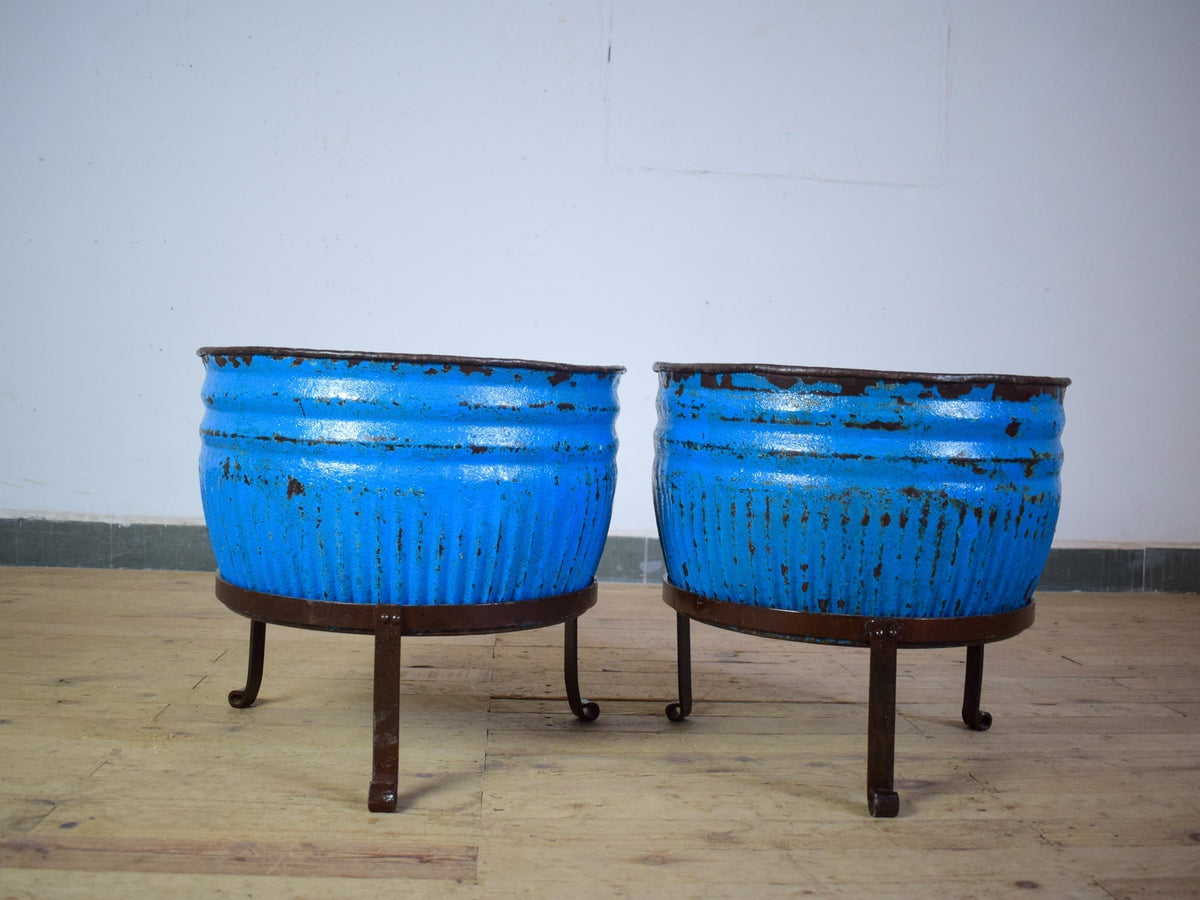 Pair of Vintage Dolly Tub Planets on Iron Stands