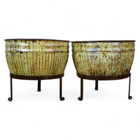 Pair of Vintage Dolly Tub Planets on Iron Stands