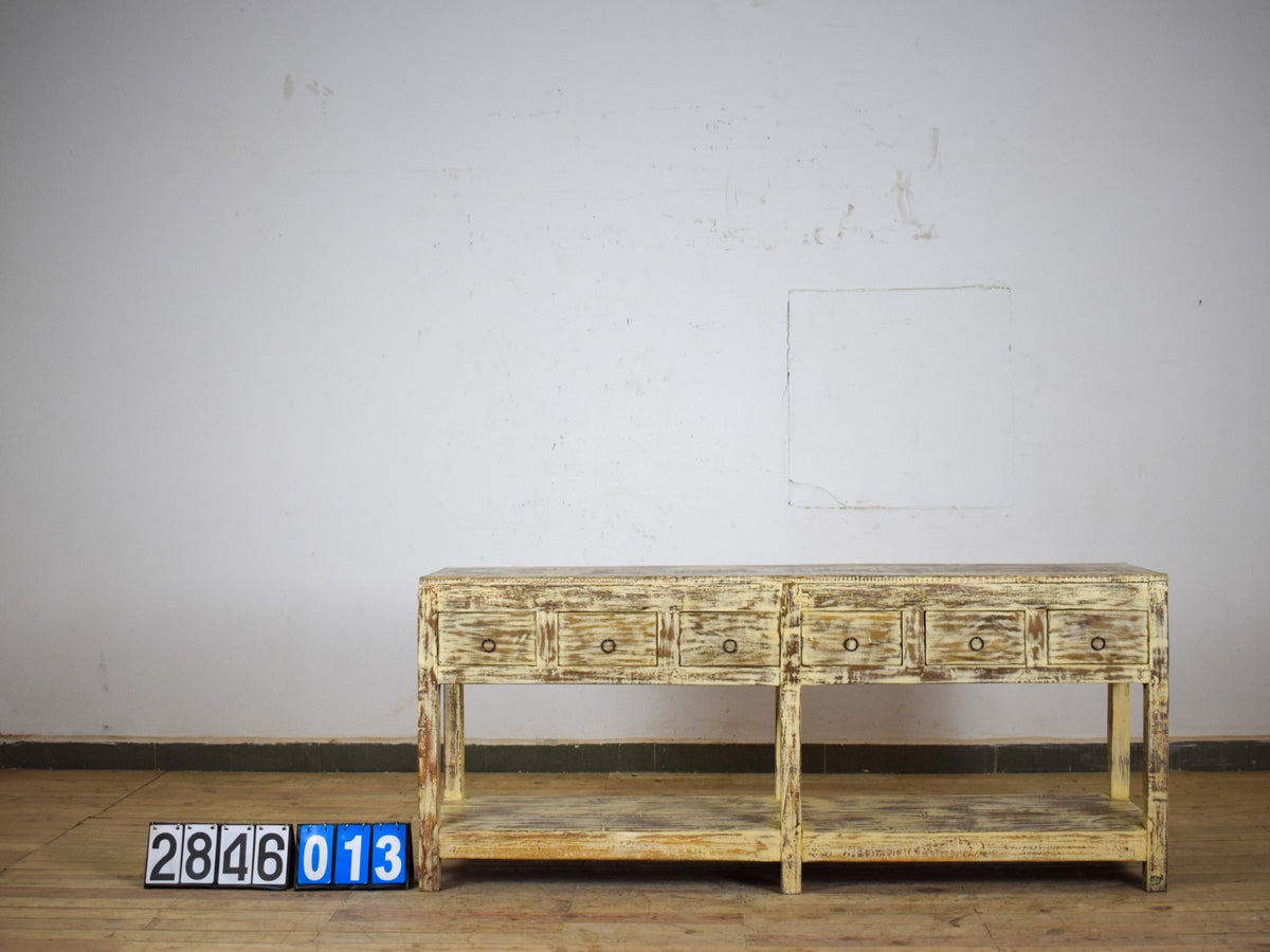 Vintage Solid Wood Rustic Sideboard Cupboard Drawers