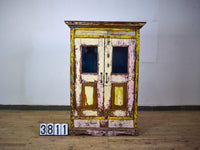 Vintage Worn Painted Rustic Cupboard Cabinet