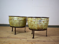 Pair of Vintage Dolly Tub Planets on Iron Stands