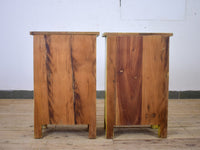 Vintage Reclaimed Carved Wood Pair of Bed Side Cabinet Cupboard