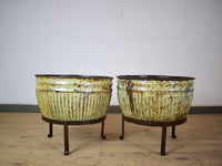Pair of Vintage Dolly Tub Planets on Iron Stands