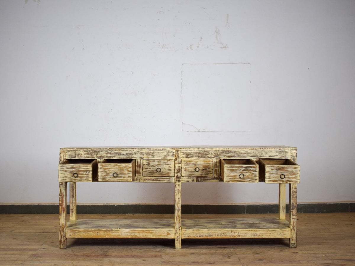 Vintage Solid Wood Rustic Sideboard Cupboard Drawers